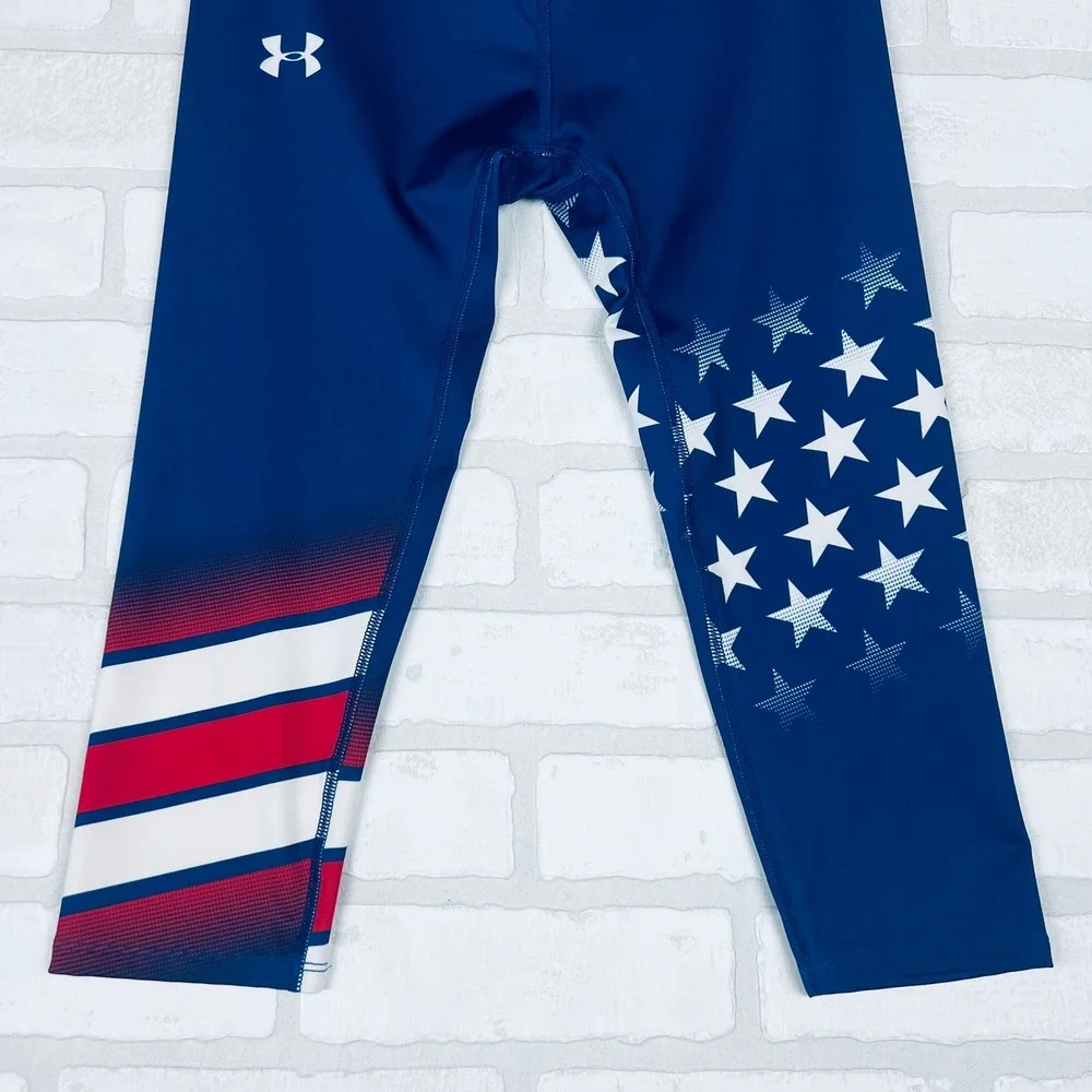 Under Armour Kids Navy Blue Stars and Stripes HeatGear Capri Leggings YMD